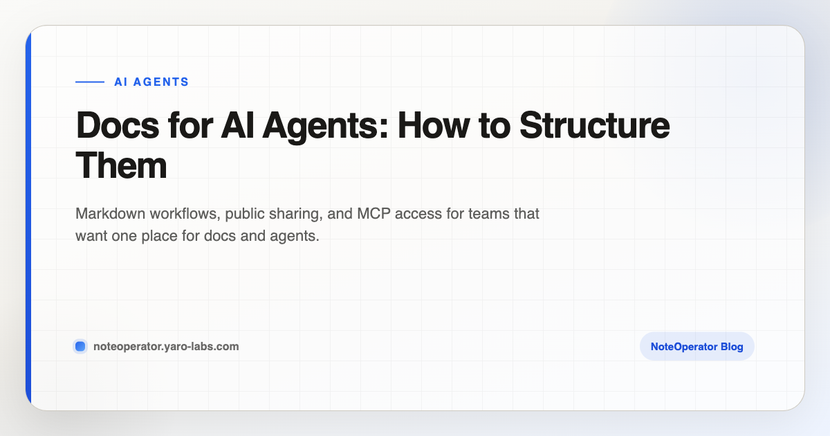 Docs for AI Agents: How to Structure Them · NoteOperator