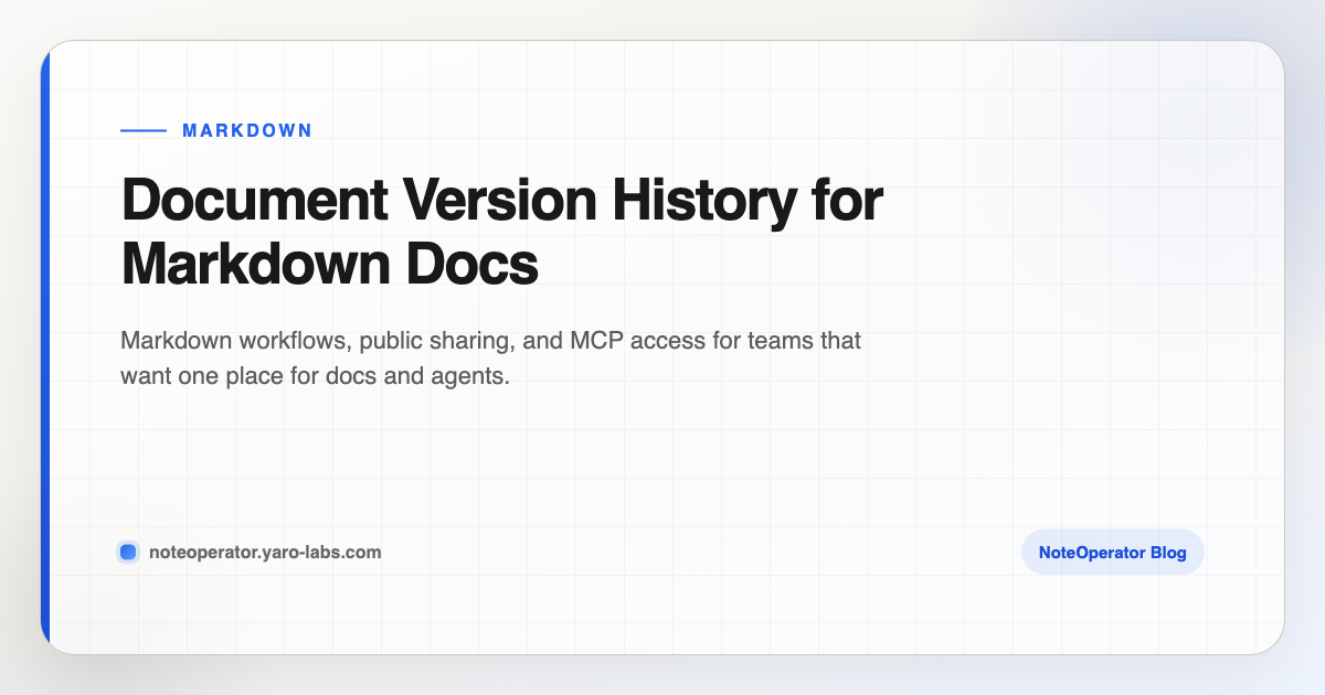 Document Version History for Markdown Docs · NoteOperator