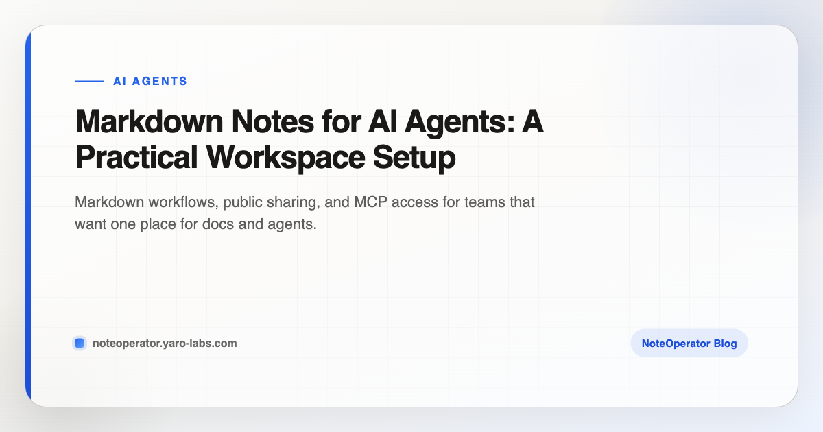 Markdown Notes for AI Agents: A Practical Workspace Setup · NoteOperator