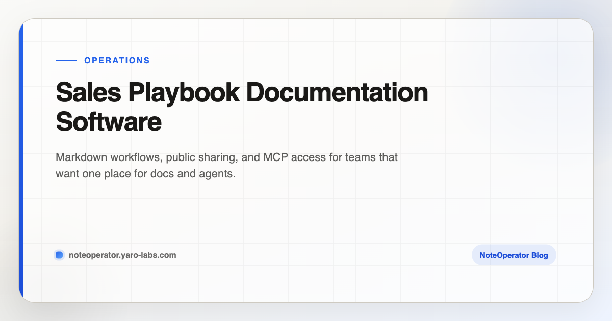 Sales Playbook Documentation Software · NoteOperator